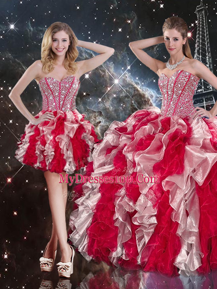 High Quality Sleeveless Lace Up Floor Length Ruffles Quinceanera Gowns