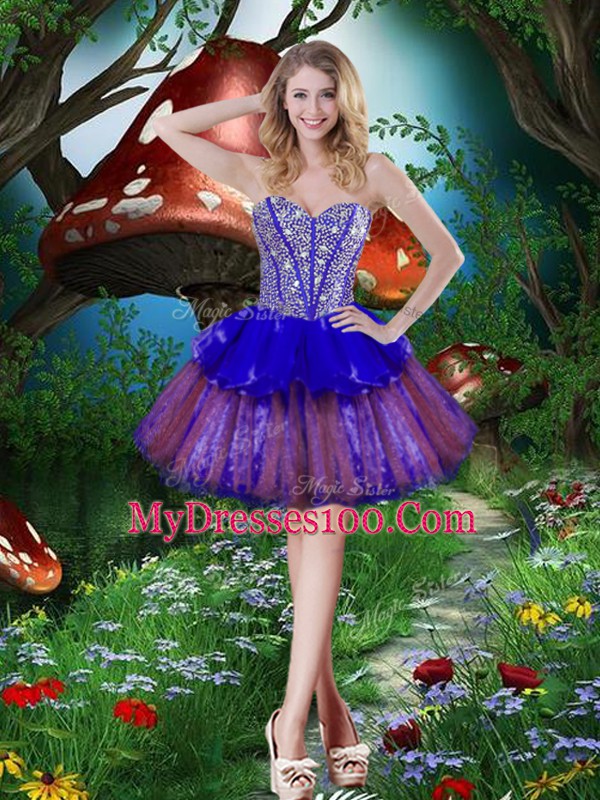 Fancy Multi-color Sleeveless Beading and Ruffled Layers and Sequins Floor Length Quinceanera Dress