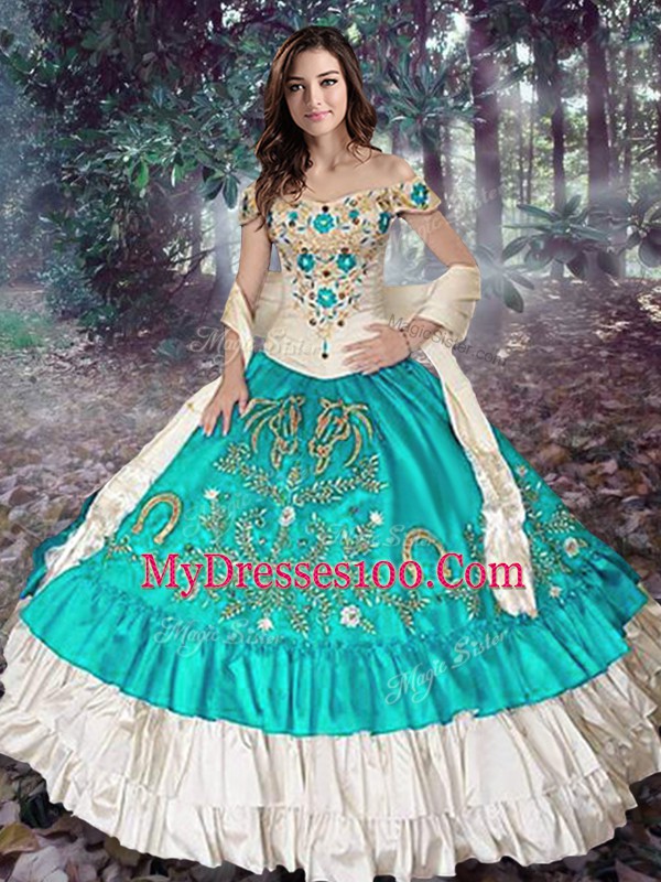 Dazzling Floor Length Ball Gowns Sleeveless Blue And White Sweet 16 Quinceanera Dress Lace Up