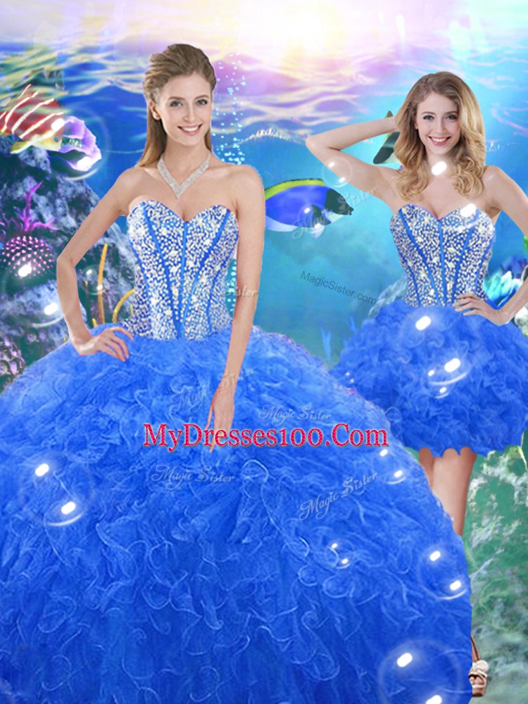Amazing Sleeveless Lace Up Floor Length Beading and Ruffles Sweet 16 Dresses