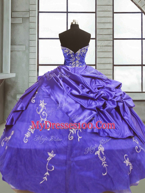 Luxurious Ball Gowns Quinceanera Dresses Purple Strapless Taffeta Sleeveless Floor Length Zipper