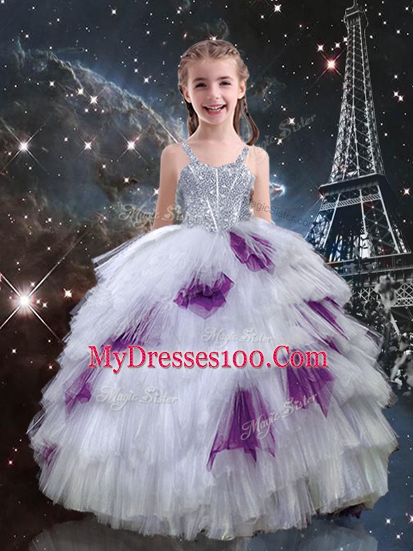 Beautiful Multi-color Sleeveless Beading and Ruffled Layers Floor Length 15 Quinceanera Dress