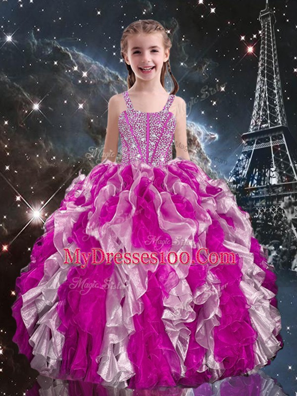 Fabulous Multi-color Sleeveless Floor Length Beading and Ruffles Lace Up Quinceanera Gowns