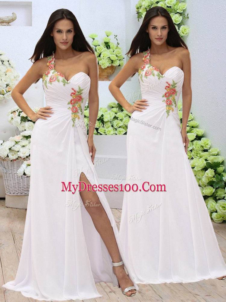 Charming White Sleeveless Elastic Woven Satin Zipper Dress for Prom for Prom and Party