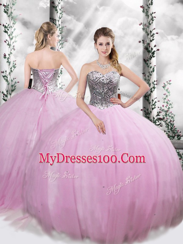 Spectacular Tulle Sleeveless 15 Quinceanera Dress Brush Train and Beading