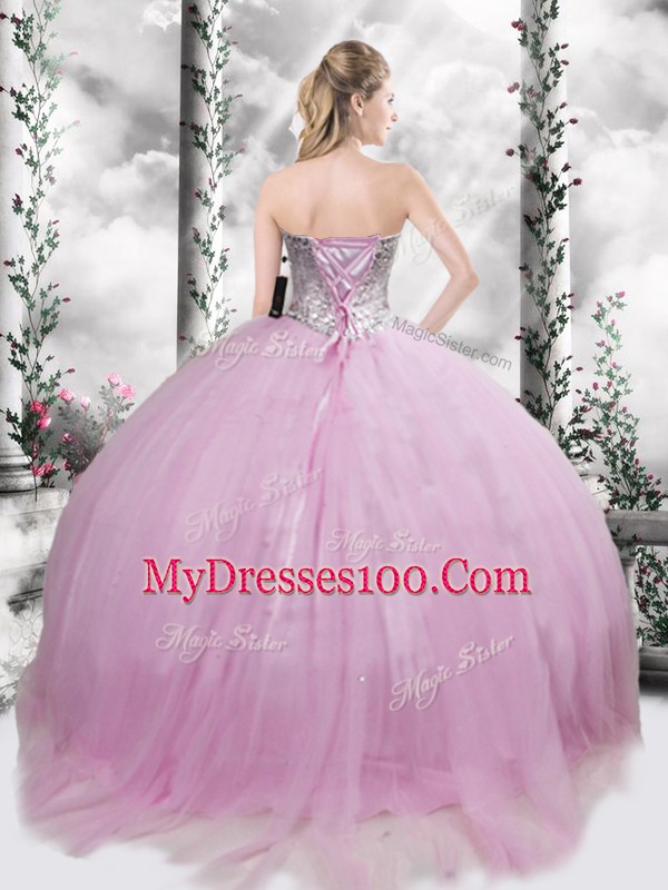 Spectacular Tulle Sleeveless 15 Quinceanera Dress Brush Train and Beading