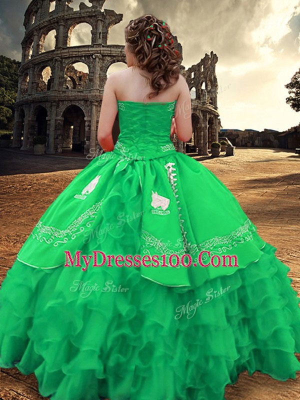 Exceptional Ball Gowns Vestidos de Quinceanera Green Strapless Taffeta Sleeveless Floor Length Zipper