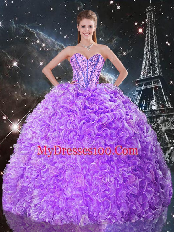 Cheap Sleeveless Beading and Ruffles Lace Up Ball Gown Prom Dress