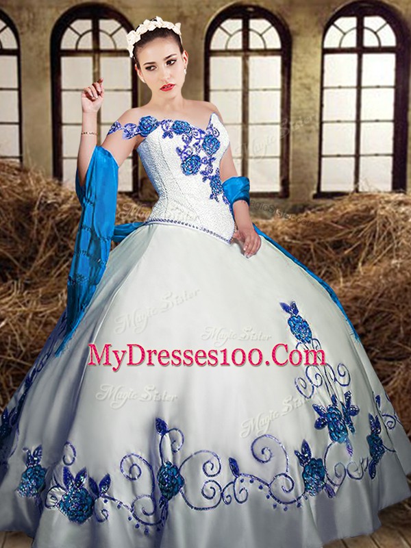 Fitting White Sleeveless Taffeta Lace Up Sweet 16 Dresses for Military Ball and Sweet 16 and Quinceanera