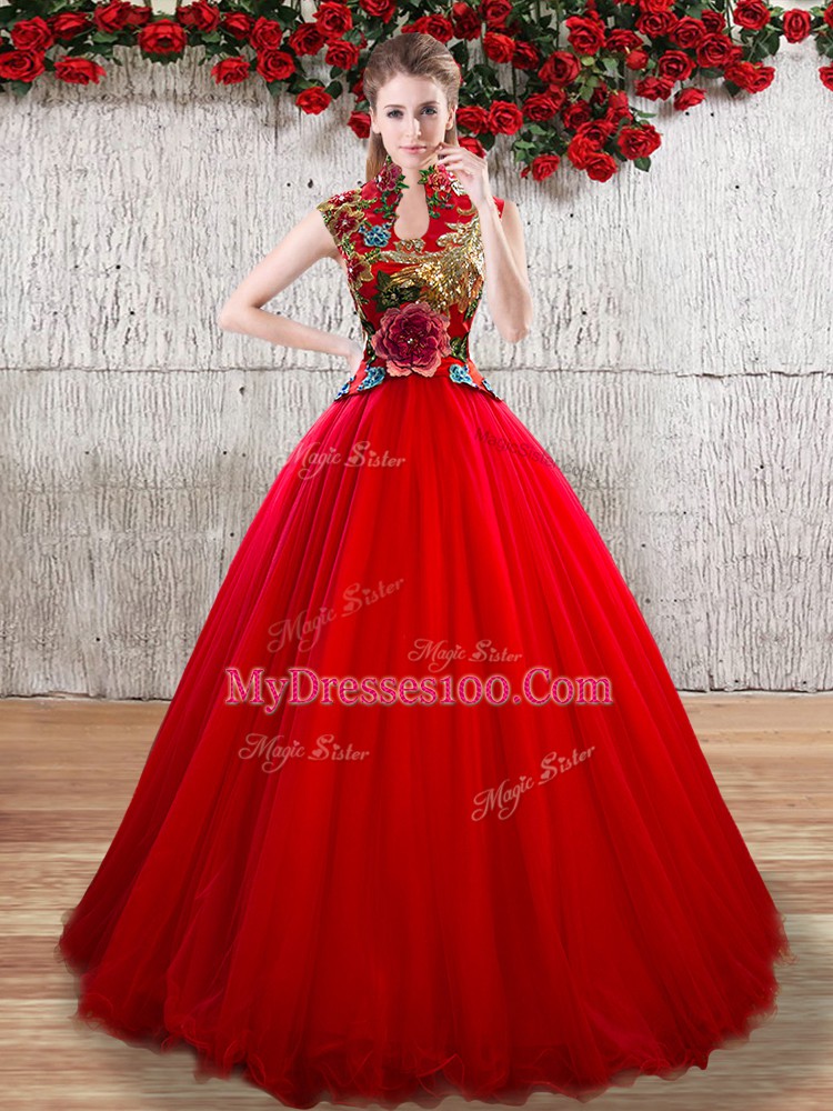 Sweet Short Sleeves Appliques Lace Up Quinceanera Gowns