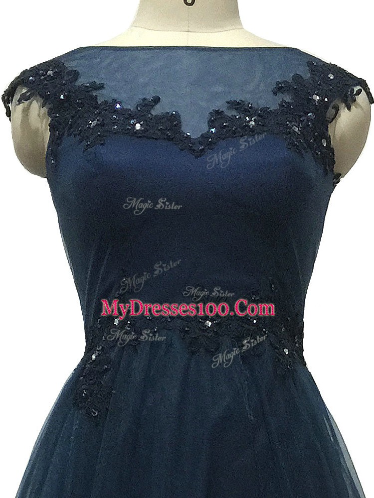 Bateau Sleeveless Tulle Mother Of The Bride Dress Lace and Appliques Zipper