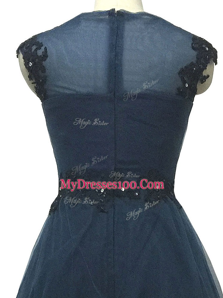 Bateau Sleeveless Tulle Mother Of The Bride Dress Lace and Appliques Zipper