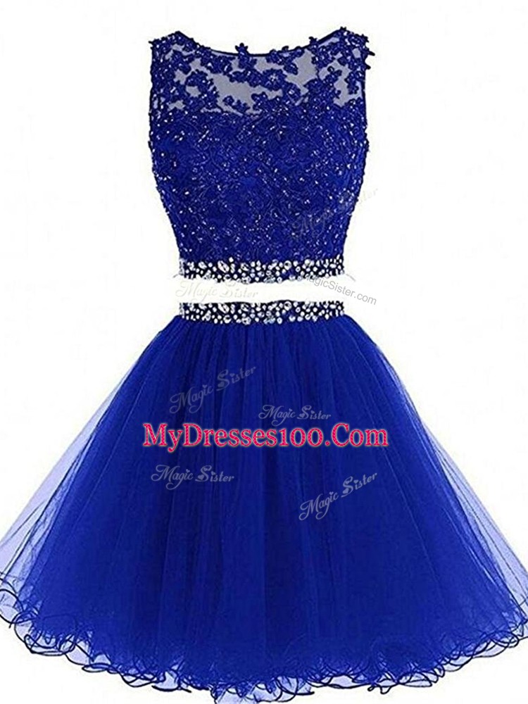 Royal Blue Sleeveless Tulle Zipper Evening Dress for Prom and Party and Sweet 16