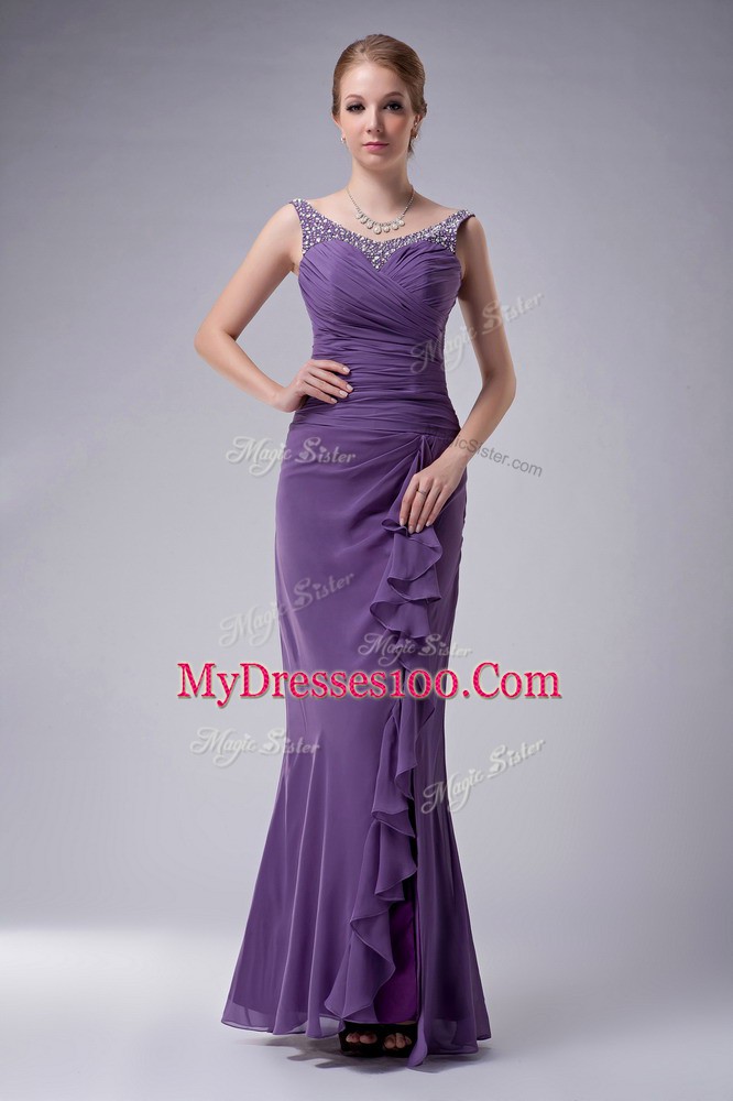 Blue Straps Zipper Beading Mother of Bride Dresses Sleeveless