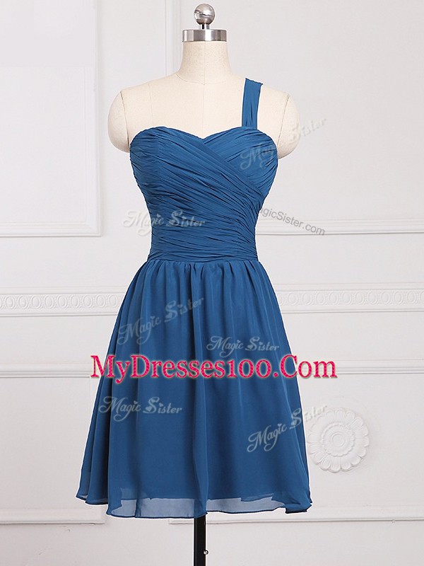 Hot Selling Sleeveless Zipper Mini Length Ruching Quinceanera Dama Dress