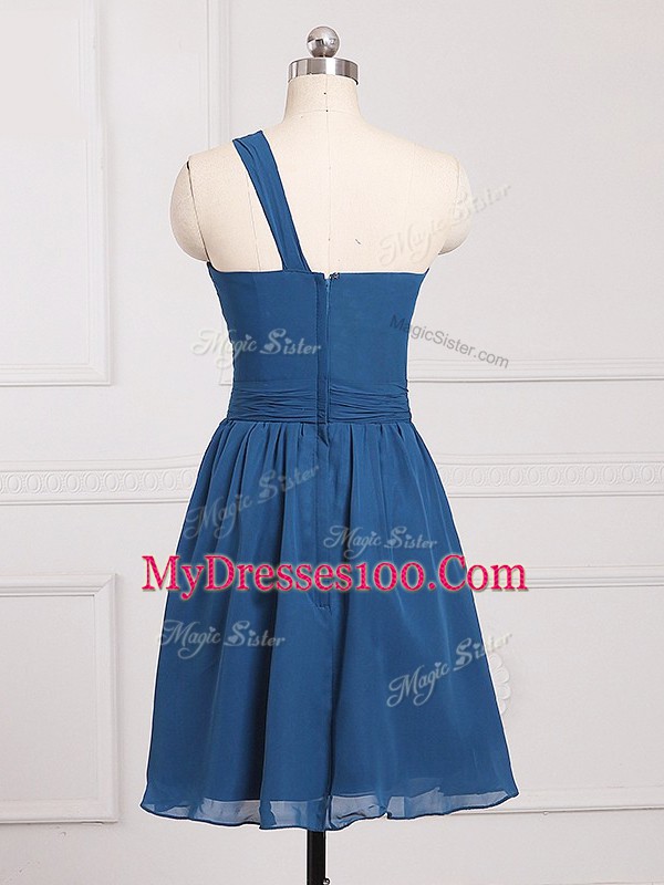 Hot Selling Sleeveless Zipper Mini Length Ruching Quinceanera Dama Dress