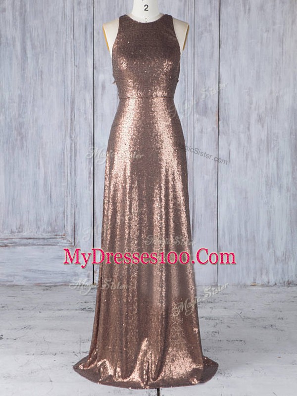 Perfect Sleeveless Appliques Criss Cross Bridesmaids Dress
