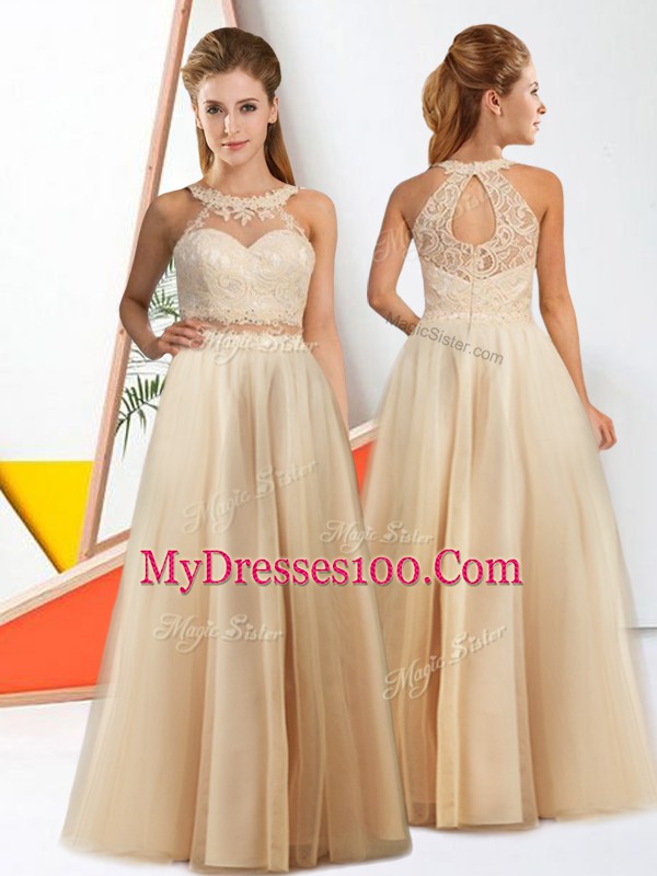 Champagne Sleeveless Chiffon Zipper Bridesmaid Dresses for Prom and Party