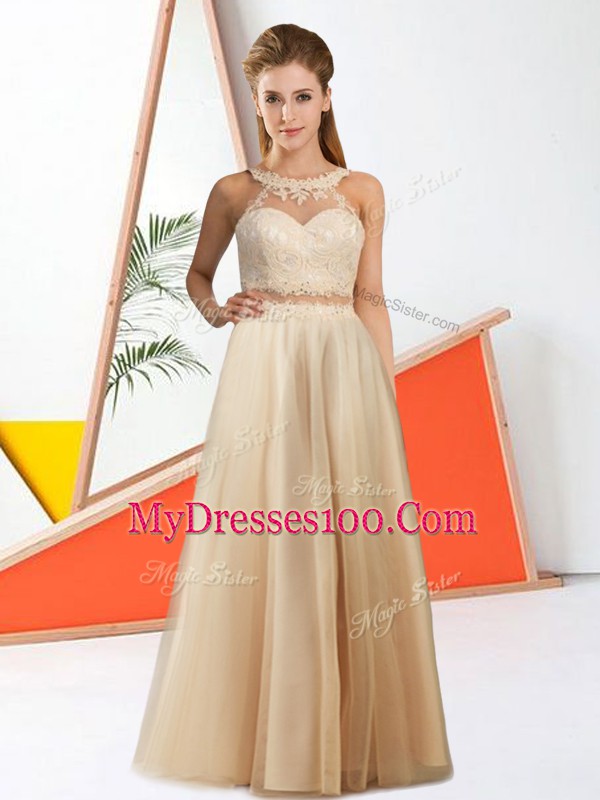 Champagne Sleeveless Chiffon Zipper Bridesmaid Dresses for Prom and Party