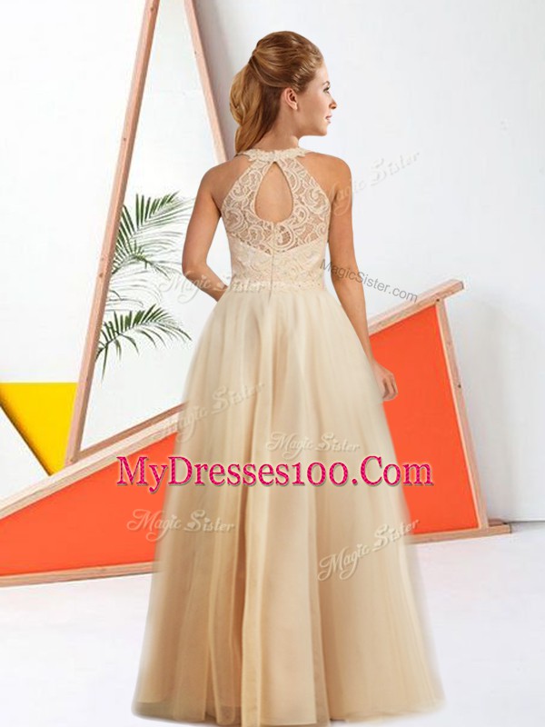 Champagne Sleeveless Chiffon Zipper Bridesmaid Dresses for Prom and Party