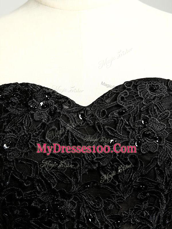 Cheap Sweetheart Sleeveless Lace Up Homecoming Dress Black Tulle