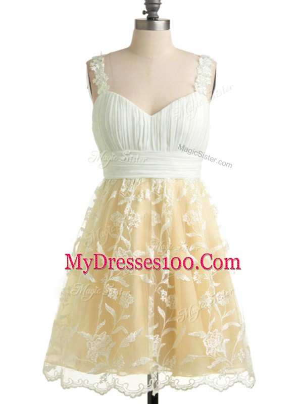 Gorgeous Straps Sleeveless Lace Bridesmaid Dresses Lace Lace Up