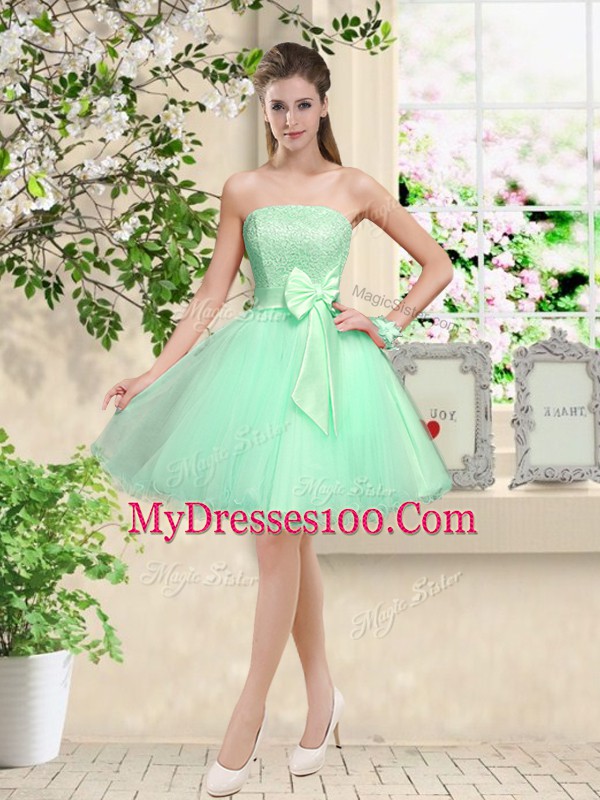 Chic Sleeveless Lace and Belt Lace Up Vestidos de Damas
