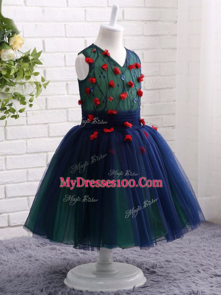 Sleeveless Lace and Appliques Zipper Kids Pageant Dress