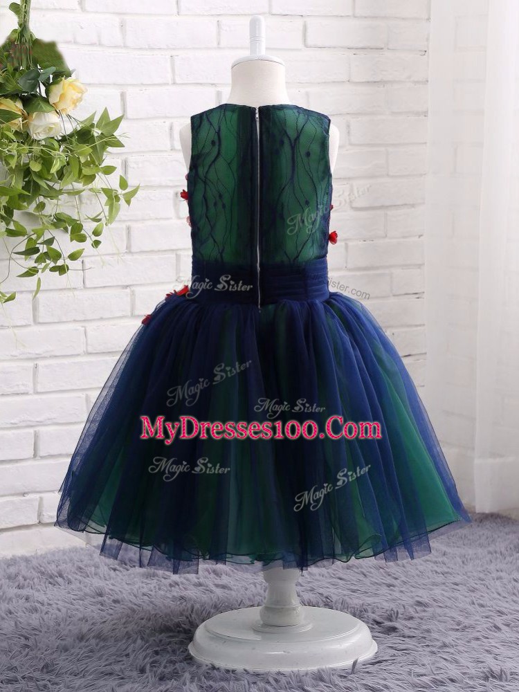 Sleeveless Lace and Appliques Zipper Kids Pageant Dress