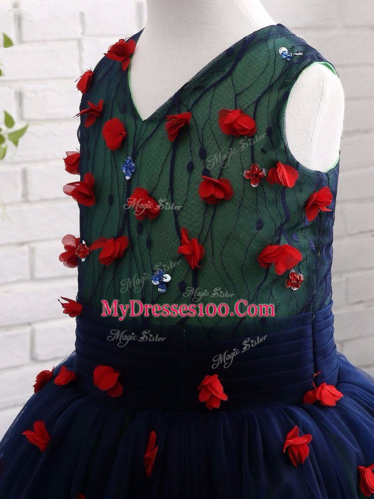 Sleeveless Lace and Appliques Zipper Kids Pageant Dress