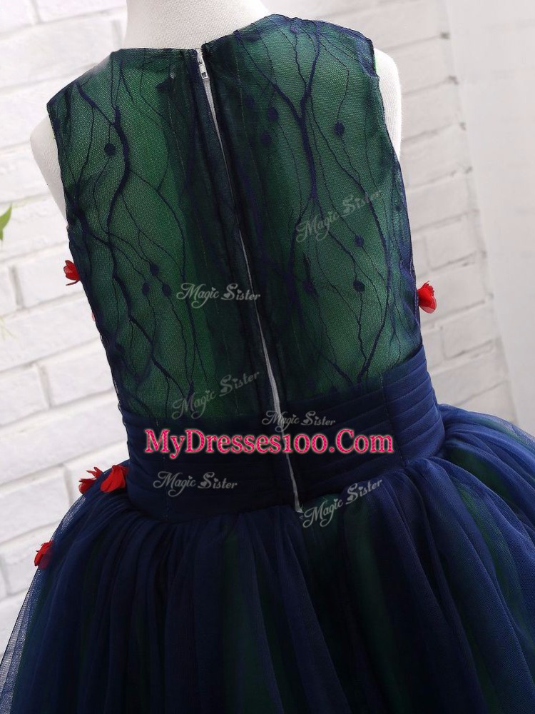 Sleeveless Lace and Appliques Zipper Kids Pageant Dress