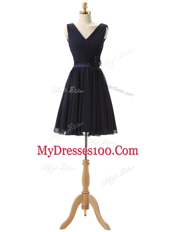 Attractive Mini Length A-line Sleeveless Navy Blue Quinceanera Court of Honor Dress Lace Up