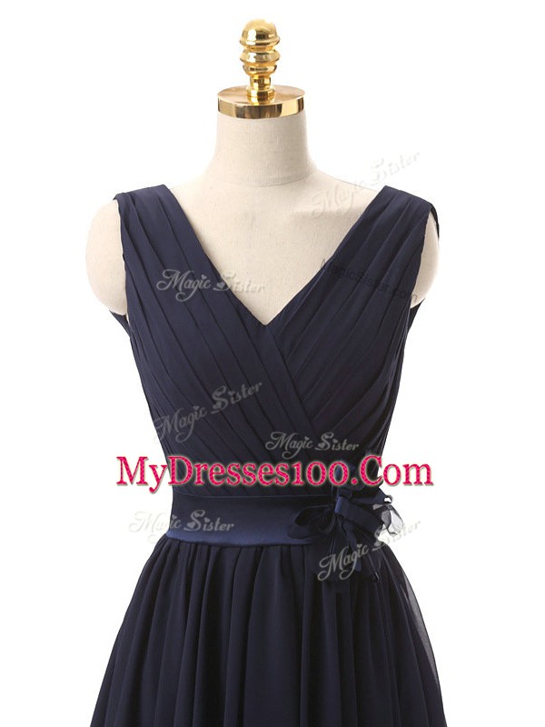 Attractive Mini Length A-line Sleeveless Navy Blue Quinceanera Court of Honor Dress Lace Up