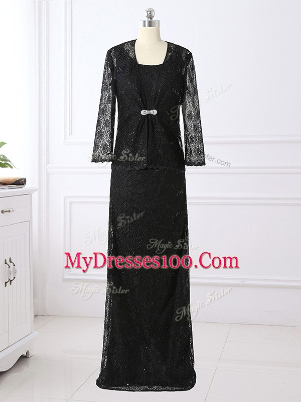 Long Sleeves Zipper Floor Length Lace Mother Of The Bride Dress