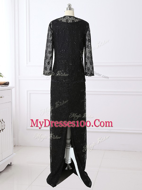 Long Sleeves Zipper Floor Length Lace Mother Of The Bride Dress