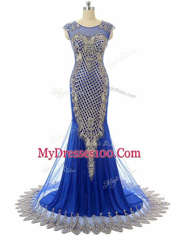 Side Zipper Party Dress for Toddlers Royal Blue for Prom and Party and Military Ball and Sweet 16 with Beading and Lace and Appliques
