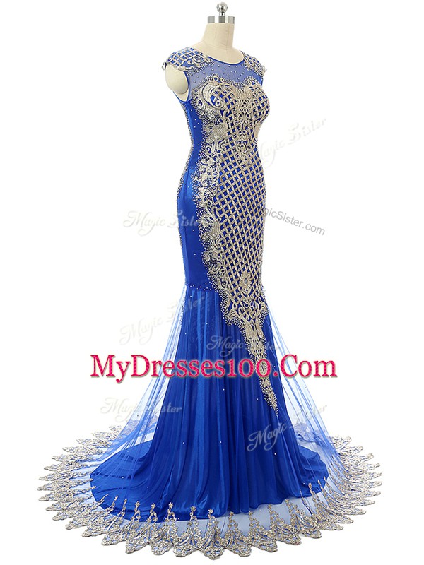 Side Zipper Party Dress for Toddlers Royal Blue for Prom and Party and Military Ball and Sweet 16 with Beading and Lace and Appliques