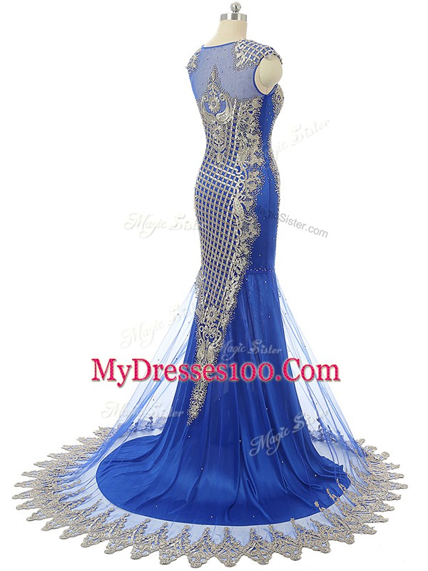Side Zipper Party Dress for Toddlers Royal Blue for Prom and Party and Military Ball and Sweet 16 with Beading and Lace and Appliques
