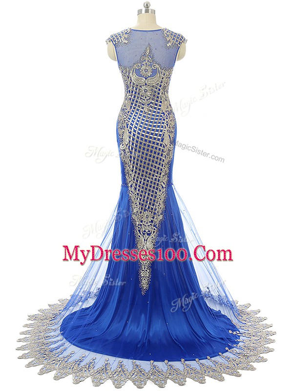 Side Zipper Party Dress for Toddlers Royal Blue for Prom and Party and Military Ball and Sweet 16 with Beading and Lace and Appliques