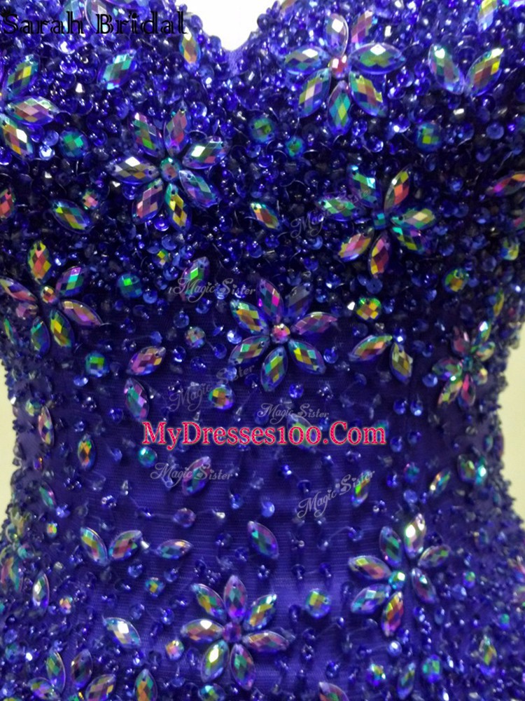 Sleeveless Brush Train Criss Cross Beading Prom Gown