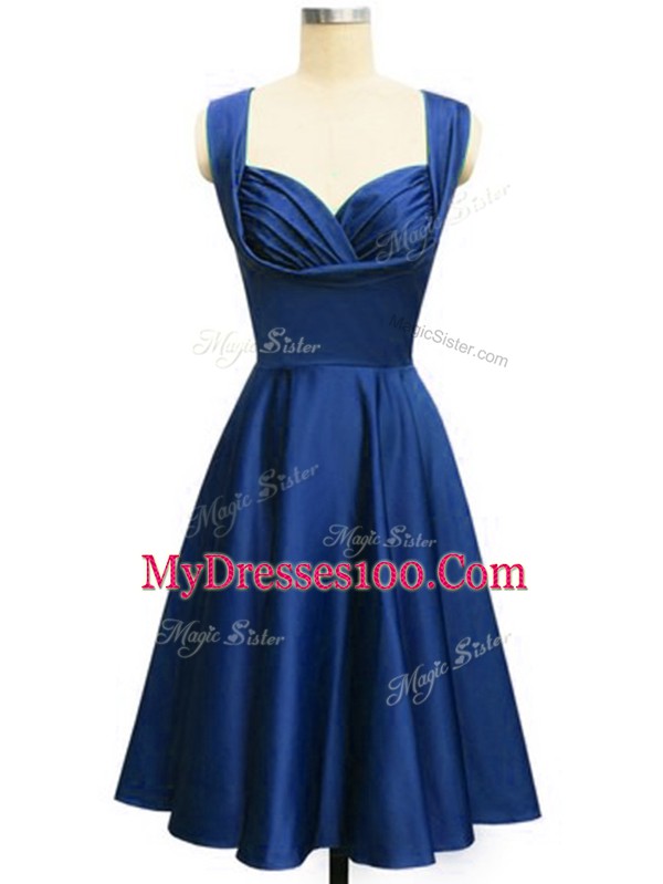 Delicate Taffeta Sleeveless Knee Length Wedding Guest Dresses and Ruching