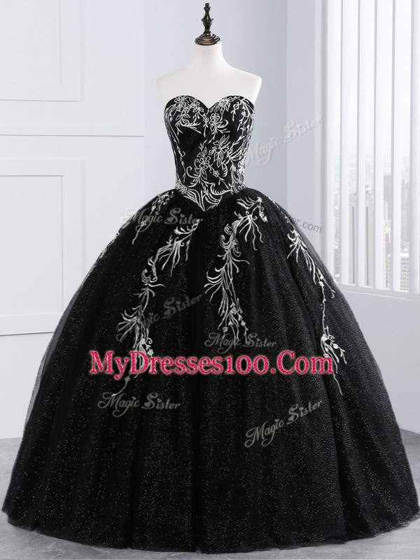 Sleeveless Lace Up Floor Length Embroidery Quinceanera Dresses