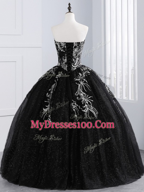 Sleeveless Lace Up Floor Length Embroidery Quinceanera Dresses