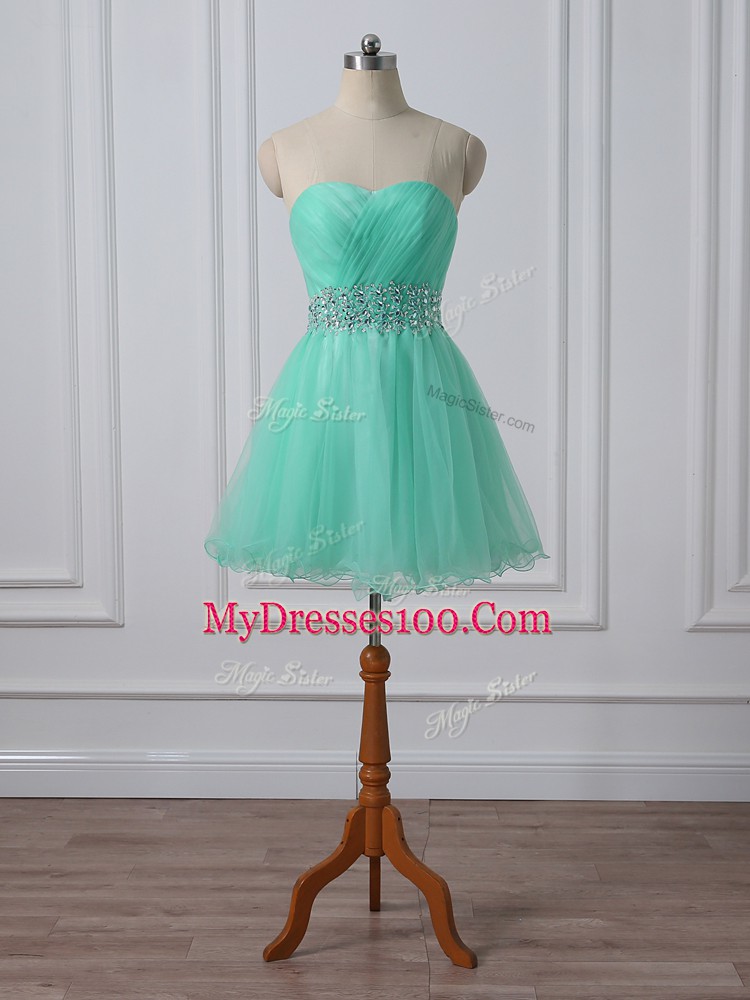 Excellent Mini Length Apple Green Club Wear Sweetheart Sleeveless Lace Up
