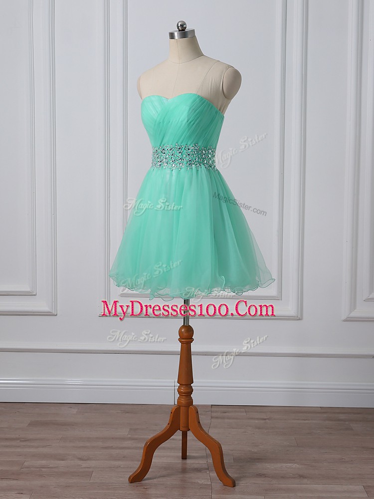 Excellent Mini Length Apple Green Club Wear Sweetheart Sleeveless Lace Up