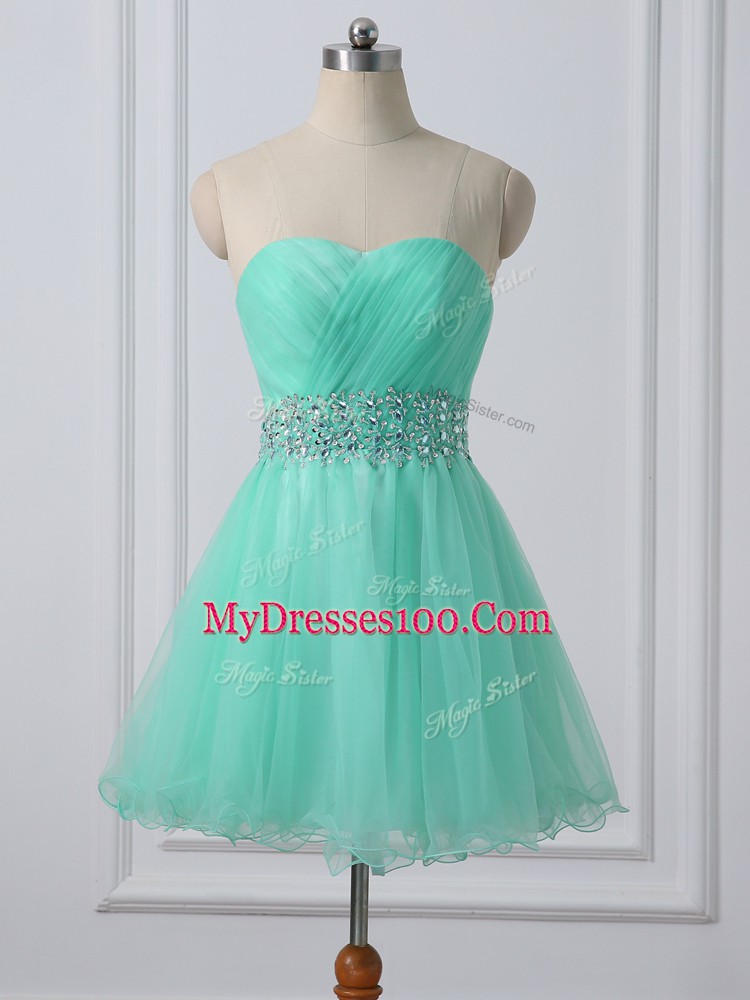 Excellent Mini Length Apple Green Club Wear Sweetheart Sleeveless Lace Up