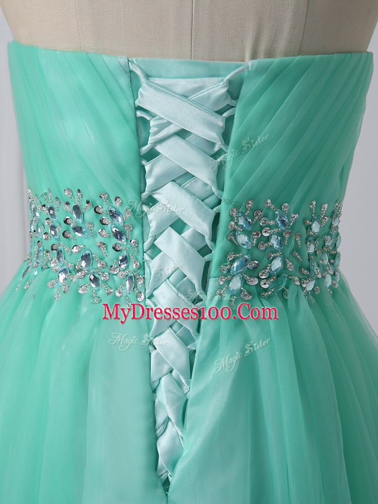 Excellent Mini Length Apple Green Club Wear Sweetheart Sleeveless Lace Up