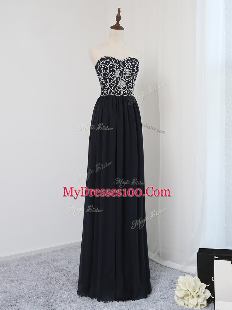 Free and Easy Black Sweetheart Neckline Beading Prom Party Dress Sleeveless Zipper
