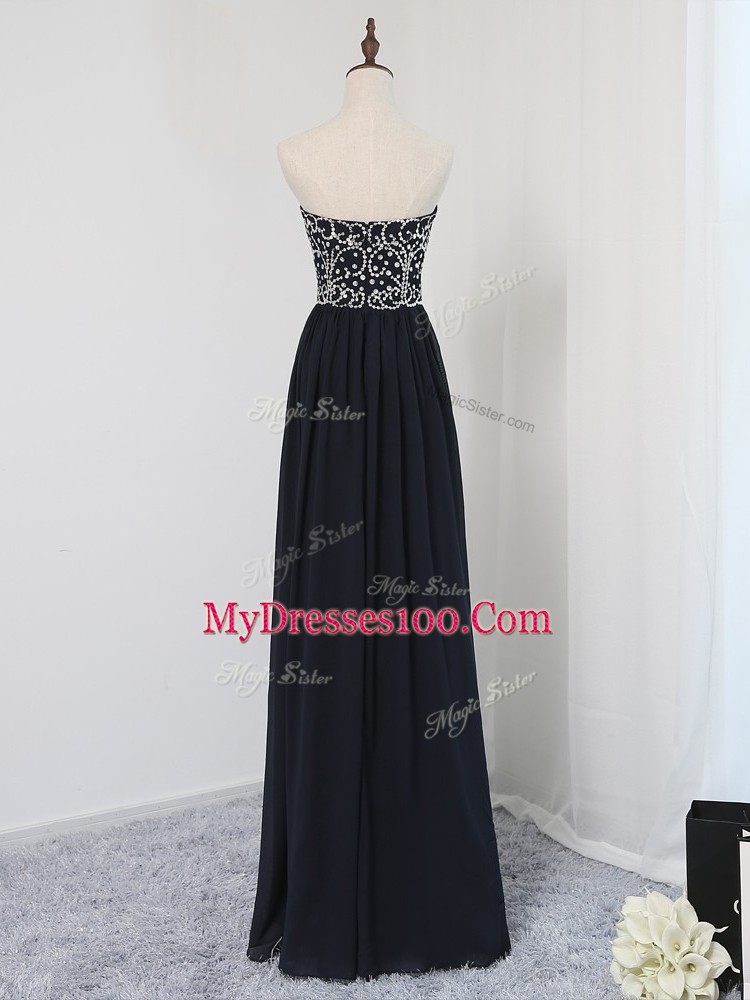 Free and Easy Black Sweetheart Neckline Beading Prom Party Dress Sleeveless Zipper
