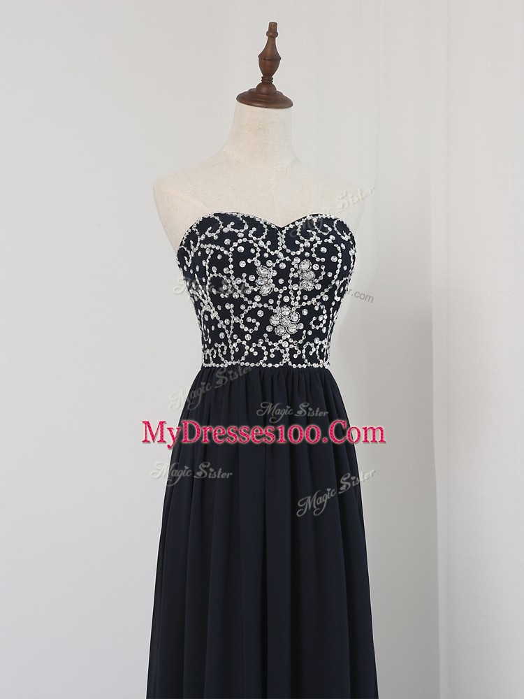 Free and Easy Black Sweetheart Neckline Beading Prom Party Dress Sleeveless Zipper